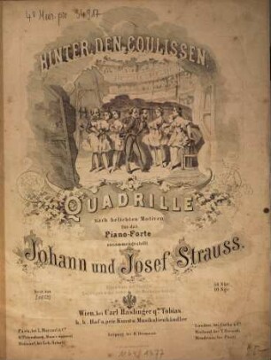 Hinter den Coulissen : Quadrille nach beliebten Motiven für das Piano-Forte