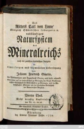 Theil 4: Nebst dreyßig Kupfertafeln. von Nr. 10. bis 36.