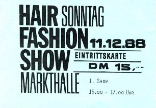 EINTRITTSKARTE für HAIR-FASHION-SHOW