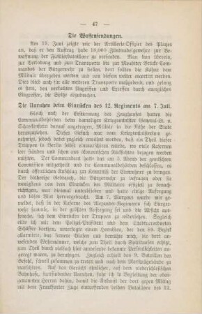 Die Unruhen beim Einrücken des 12. Regiments am 7. Juli