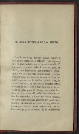 Reliquias Históricas de San Martin