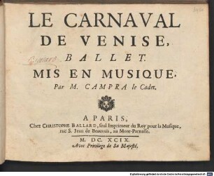 LE CARNAVAL DE VENISE, BALLET