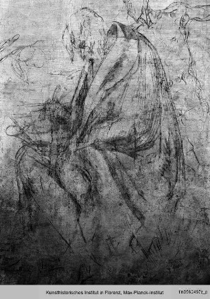Wandzeichnungen an der Südwand: Figurenstudien : Matthäus und der Engel