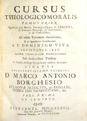 Cursus theologico-moralis. 1,1, De Legibus