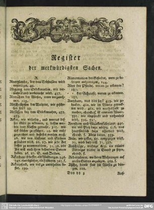 Register der merkwürdigsten Sachen