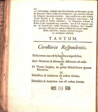 Corollaria Respondentis.