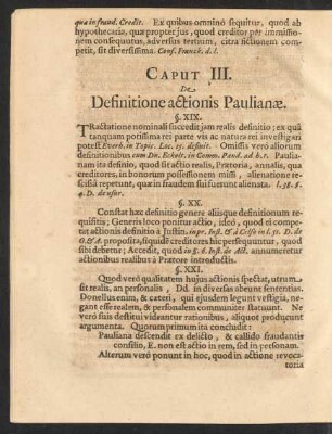 Caput III. De Definitione actionis Paulianae.