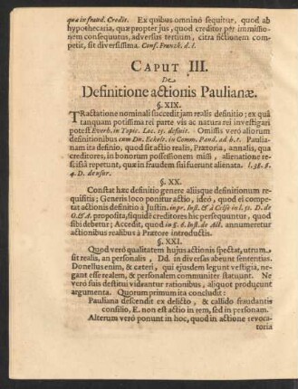Caput III. De Definitione actionis Paulianae.