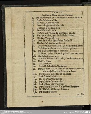 INDEX Capitum, Hujus Commentationis