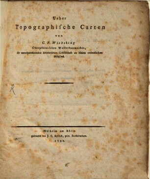Ueber Topographische Carten