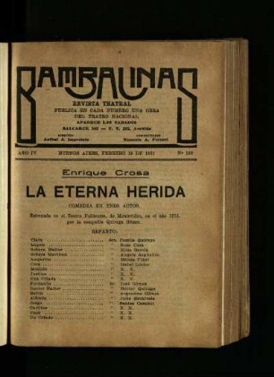 La eterna herida : comedia en tres actos