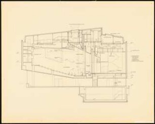 Kammerspiele (später: Schauspielhaus), Bochum: Schnitt Bühnenanlage (Ausstellungstafel der »Prague Quadrennial of the Theatre Design and Architecture« 1967)