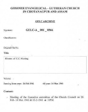 Minutes of C.C. Meeting