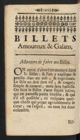 Billetts Amoureux & Galans.