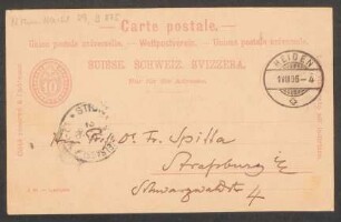 Postkarte an Friedrich Spitta : 01.08.1896