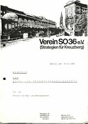 Öffentlichkeitsarbeitsbericht: Verein S0 36, 1986