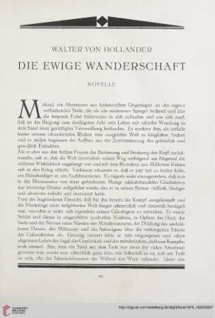 1: Die ewige Wanderschaft : Novelle