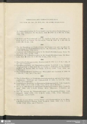 Verzeichnis Der Veröffentlichungen Von Prof. Dr.-Ing., Dr. Rer. Oec. Eh. Georg Bilkenroth