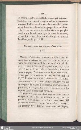 XI. Traitement Des Minerais D'Antimoine