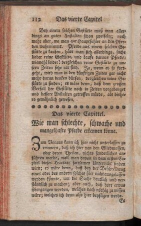 Das vierte Capitel. Wie man schlechte, schwache und mangelhafte Pferde erkennen könne