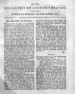 Literarischer und artistischer Anzeiger, No. XVI.
