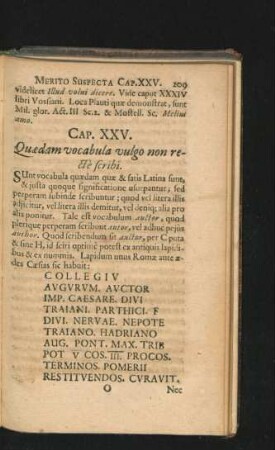 Cap. XXV. Quaedam vocabula vulgo non recte scribi.