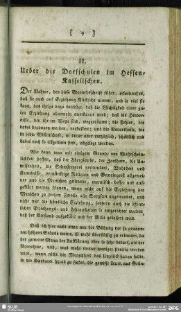 II. Ueber die Dorffschulen im Hessen-Kasselischen