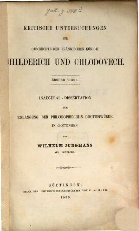 Kritische Untersuchungen zur Geschichte der fränkischen Könige Childerich und Chlodovech