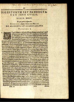 ... Liber XXXIV. ... De Alimentis Et Cibariis Legatis