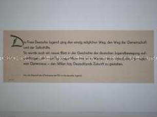 Maueranschlag mit einem Zitat aus der Botschaft des II. Parlaments der FDJ