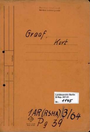 Personenheft Kurt Graaf (*08.01.1909), SS-Sturmbannführer