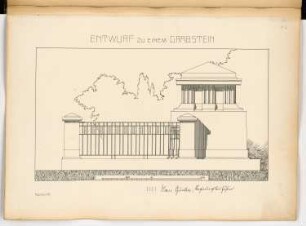 Grabstein Monatskonkurrenz März 1907: Aufriss Seitenansicht; Maßstabsleiste