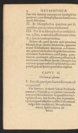 Caput II. De Ente et essentia.
