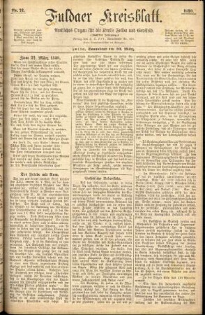 Erste Ausgabe vom Samstag, den 20. März 1880.