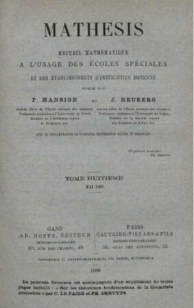 TOME HUITIÉME. MAI 1888.