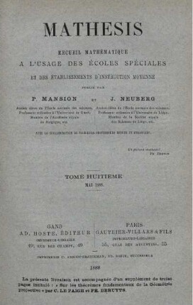 TOME HUITIÉME. MAI 1888.