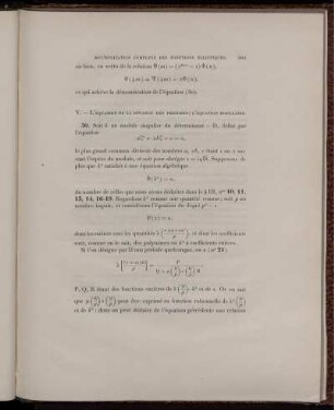 V. L'équation de la division des périodes; l'équation modulaire.