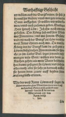 Wie der weiß Ritter Löwen erst saget/ da sie mit einander ghen Montlisan ritten/ ...