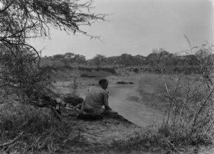 Flussbett des Limpopo : Ernst Ackermann am Rand des ausgetrockneten Flussbettes des Limpopo.