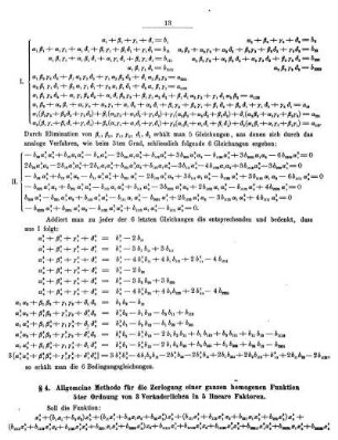 § 4. Allgemeine Methode für die Zerlegung einer ganzen homogenen Funktion 5ter Ordnung von 3 Veränderlichen in 5 lineare Faktoren.