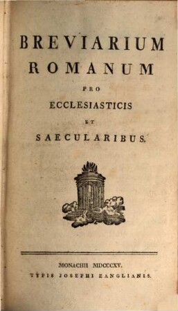 Breviarium Romanum : Pro Ecclesiasticis Et Saecularibus