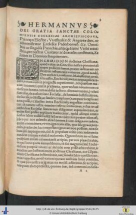 Hermannus ... Coloniensis Ecclesiae Archiepiscopus ... Omnibus ac singulis Parochis ...