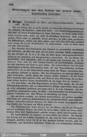 Mittheilungen aus dem Gebiet der neueren naturhistorischen Literatur.