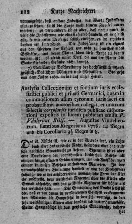 Analysis collectionum et fontium iuris ecclesiastici publici et privati Germanici.
