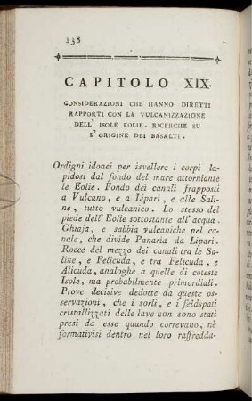 Capitolo XIX. Considerazioni che hanno diretti rapporti con la vulcanizzazione dell' Isole Eolie. Ricerche su l' origine dei basalti.