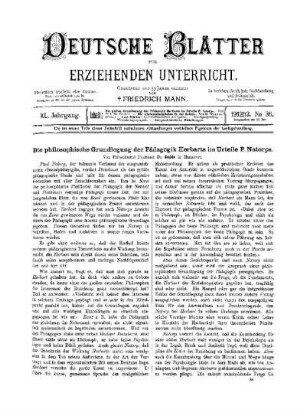 Die philosophische Grundlegung der Pädagogik Herbarts im Urteile P. Natorps