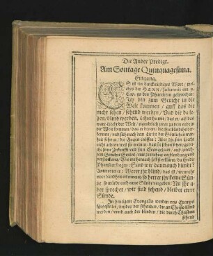 Die Ander Predigt. Am Sontage Quinquagesima.