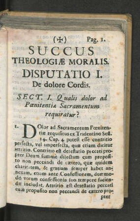 Disputatio I. De dolore cordis