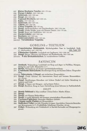 Gobelins / Textilien (Nr. 250-261)
