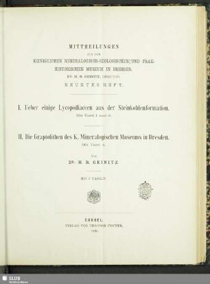 9.1890: Mittheilungen aus dem Königlichen Mineralogisch-Geologischen und Prähistorischen Museum in Dresden